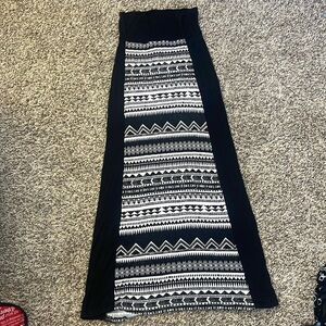 Aztec Print Black and White Maxi Skirt